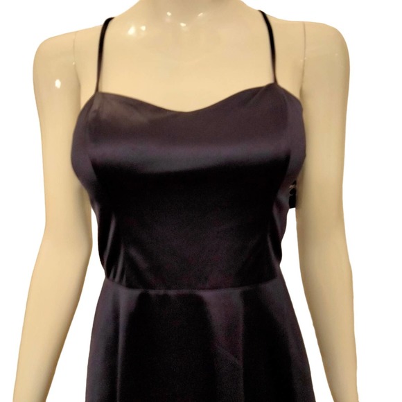 By&by Navy blue satin evening dress crisscross back size 11 - Picture 2 of 8